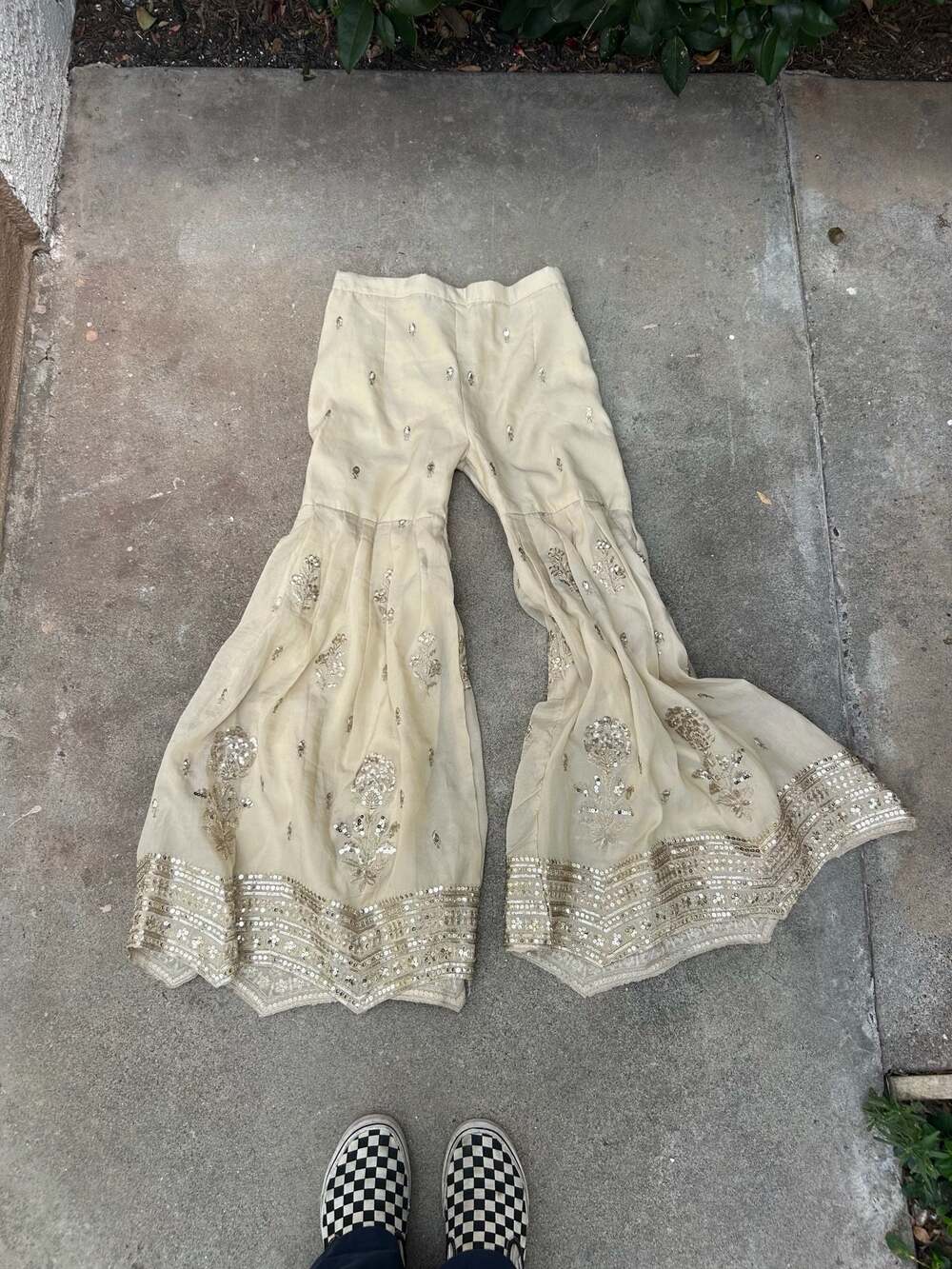Vintage Y2K Boho Flare Linen Pants Fairycore Size Large